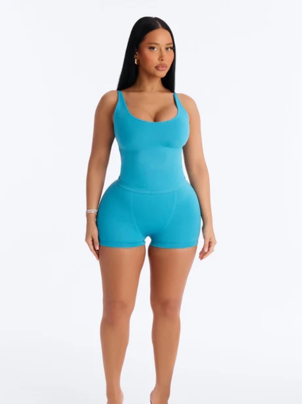 Fashion Nova Seamless Smooth Double Lined Micro Hot SHORTS ONLY - Blue